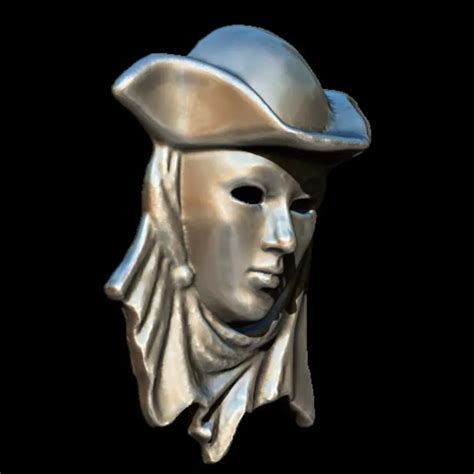 Bauta Mask 3D Model STL & 3DM for Jewelry - Venetian Masquerade Artistry