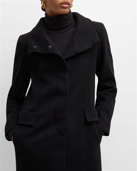 Fleurette Neo Funnel-Neck Short Wool Coat | Neiman Marcus