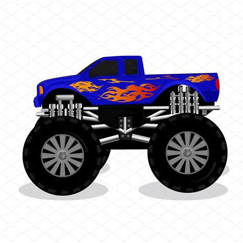 Monster truck, vector illustration | Transportation Illustrations ...