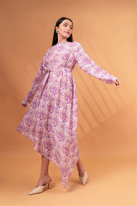 Buy Purple Linen High-Low Midi Dress| The RealB