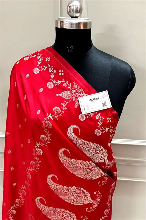 Red Zari Katan Mashru Silk Banarasi Saree – Mohsin Textiles