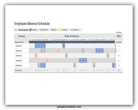 Image result for Employee Absence Schedule Excel Tutorial