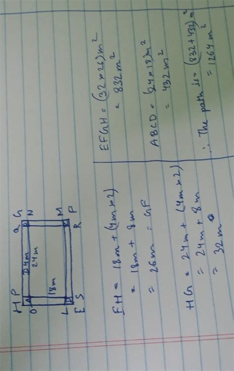 A path 4 m wide runs around the outside of a rectangular field of ...