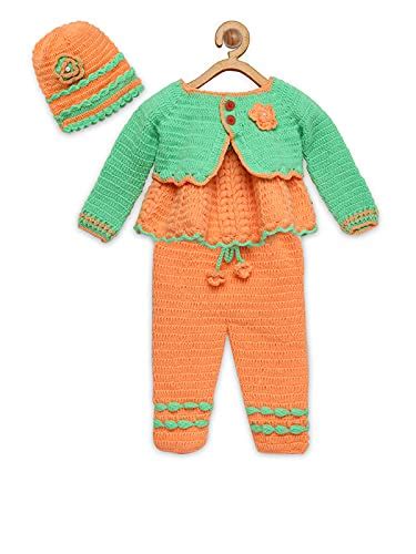 Buy CHUTPUT Baby Wear Girl's Handmade Crochet Frock, (Color: Orange ...