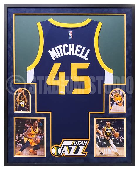 Donovan Mitchell Autographed Framed Jazz Navy Jersey - The Stadium Studio