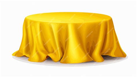 A yellow tablecloth with a yellow cover that says the name of the ...