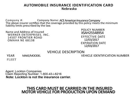 Customizable Fake Proof Of Nebraska Car Insurance