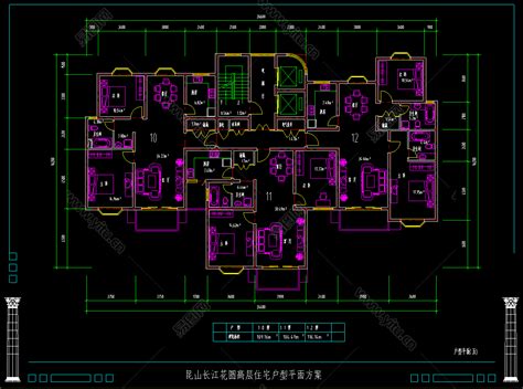 高层一梯两户住宅户型平面图免费下载 - 建筑户型平面图 - 土木工程网