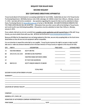Fillable Online troupcountyga REQUEST FOR SEALED BIDS SECOND REQUEST ...