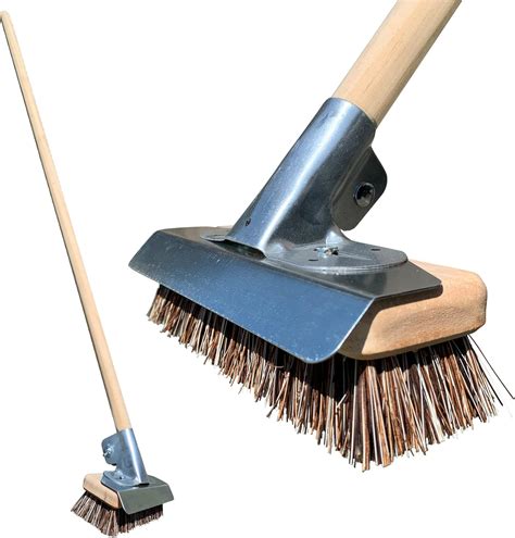 Heavy Duty Deck Brush with Long Handle, 21cm Stiff Bristle Deck ...