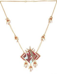 Voylla Red Peacock Necklace Gold-plated Plated Brass Necklace Price in ...