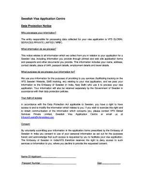 Fillable Online Swedish Visa Application Centre Fax Email Print - pdfFiller