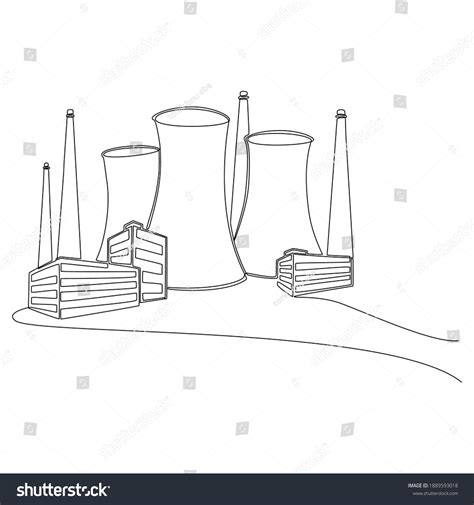 Continuous Line Drawing Nuclear Power Plant Stock Vector (Royalty Free ...