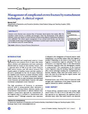 Fillable Online Management of Complex Crown Fractures: A Case Series ...