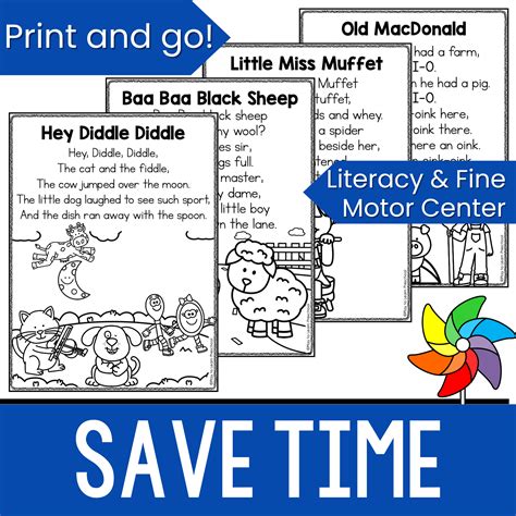 Printable Nursery Rhyme Coloring Book for Preschool | Literacy & Fine ...