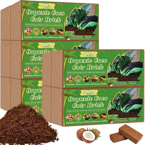 Halatool 10 PCS Organic Coconut Coir Bricks Compressed Coco Coir Brick ...