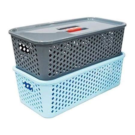 CSM Multipurpose Plastic Baskets with Lid (Blue) -Set of 2 : Amazon.in ...