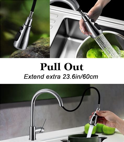 Buy Peppermint Pull Out Kitchen Sink Mixer Tap Monobloc Modern Style ...
