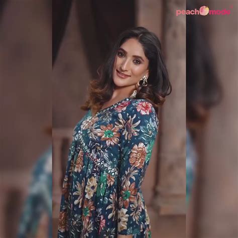 Navy Blue Floral Printed Rayon Alia Cut Salwar Suit