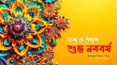 Premium PSD | Bengali new year greeting background with bengali text ...