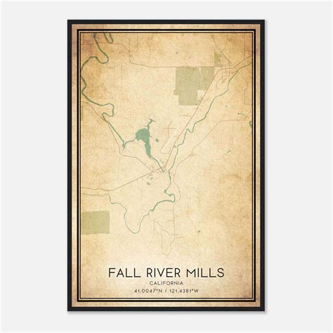 Vintage Fall River Mills California Map Poster, Fall River Mills CA ...
