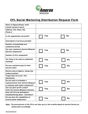 Fillable Online Social Marketing Distribution Request Form - amerencom ...