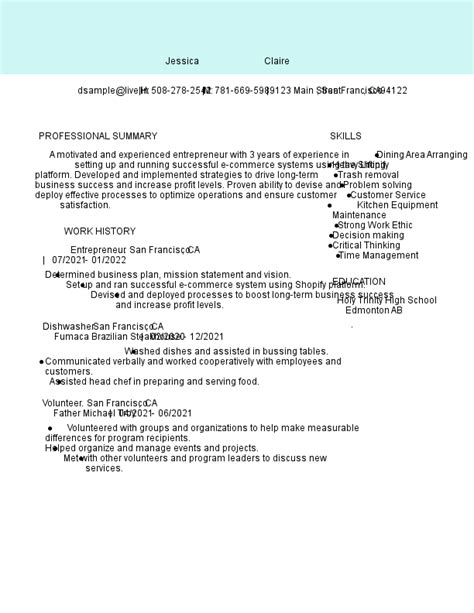 Entrepreneur Resume 的图像结果