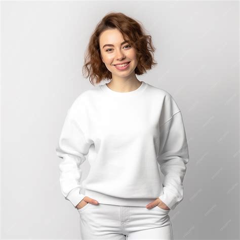Premium AI Image | women white hoodie mockup template