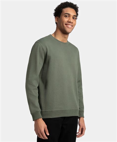 Buy Super Combed Cotton Rich Pique Sweatshirt with Ribbed Cuffs - Thyme ...