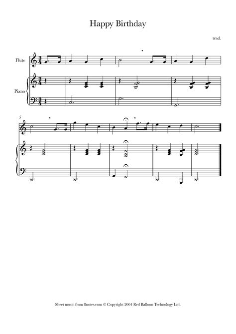 Happy Birthday Sheet music for Flute - 8notes.com