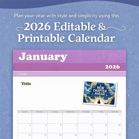 Buy 2026 Calendar Editable & Printable – Plan Your Year With Style and ...