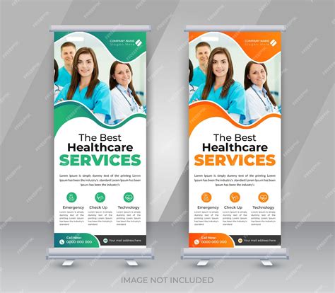 Medical healthcare roll up banner design or doctor clinic standee ...