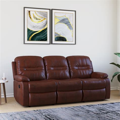 Buy Wilson 3 Seater Sofa With 2 Manual Recliners (Caramel) Online ...