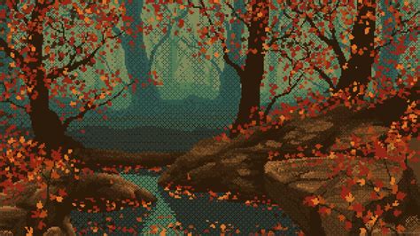 Autumn River Pixel Live Wallpaper - MoeWalls