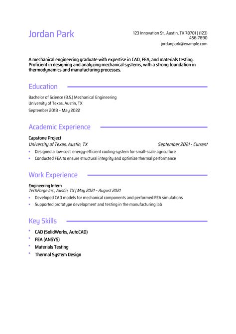Engineering Internship Resume Examples 的图像结果