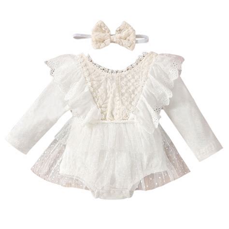 IBTOM CASTLE Baby Girls Lace Bodysuit Boho Clothes 1st Birthday Cake ...