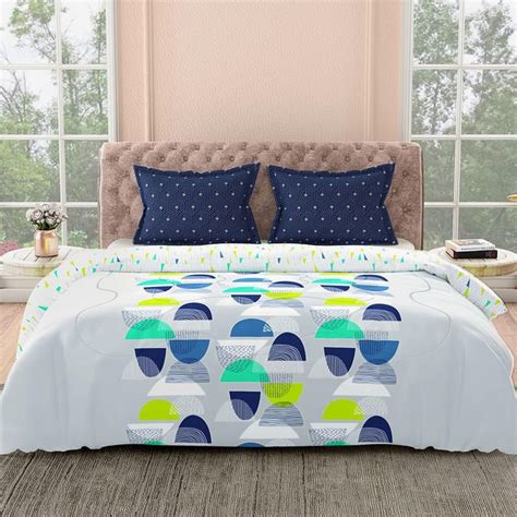 Buy PORTICO Celebration Blue Printed Cotton Queen Size Bed-In-A-Bag Set ...