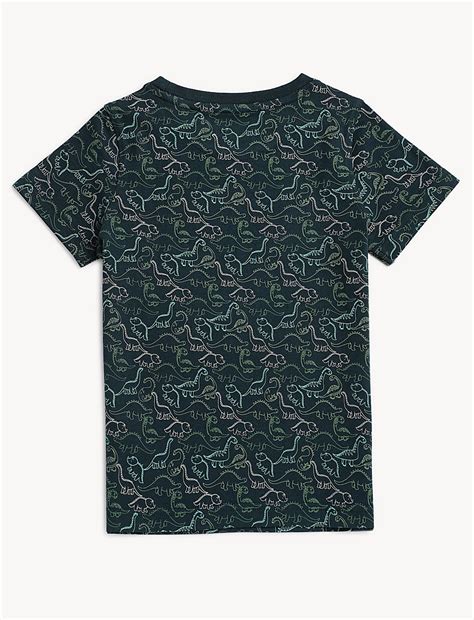 Buy Cotton Crew Neck Dinosaur Printed T-Shirt at Marks & Spencer