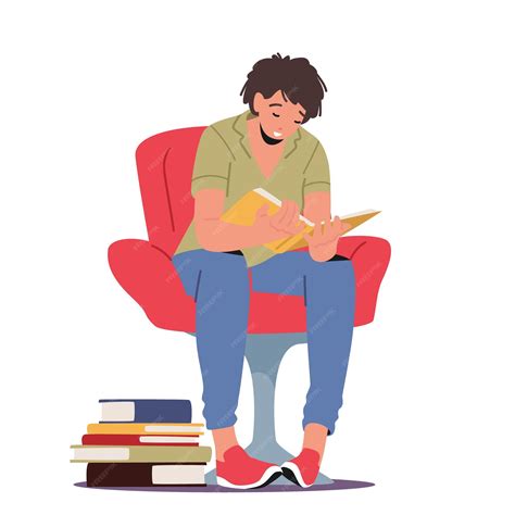 Premium Vector | Education learning reading hobby concept young man ...
