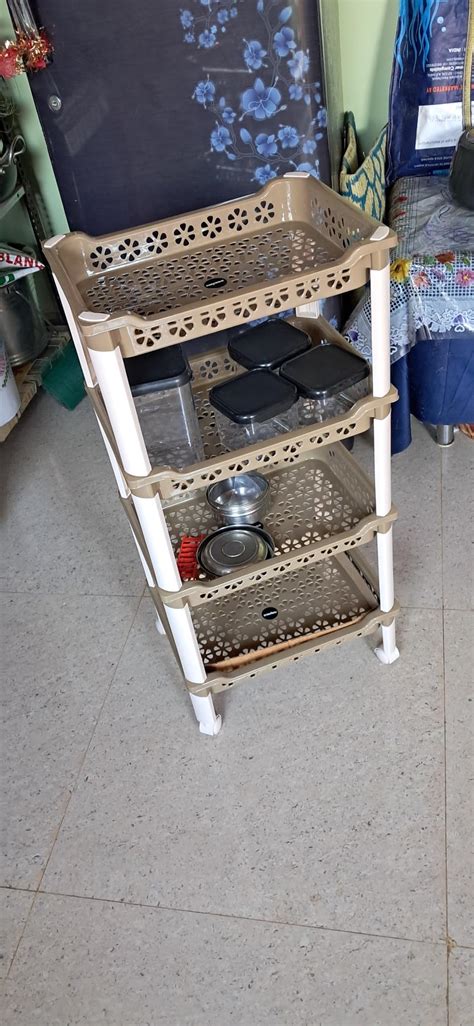 Nayasa Candy Rectangular Trolley 4 Layers | Kitchen Organizer | Stand ...