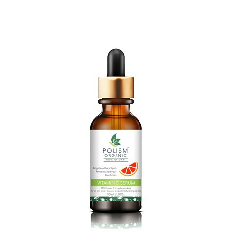 Polism Organic Vitamin C+ Hyaluronic Acid Face Serum with Hyaluronic ...