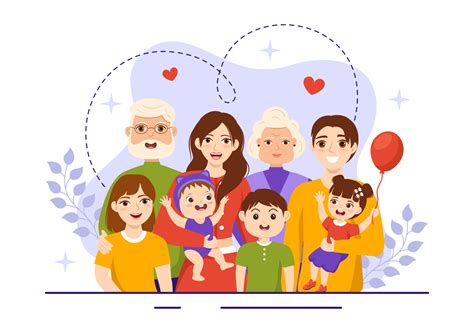 Family Values Vector Illustration of Mother, Father and Kids by Side ...