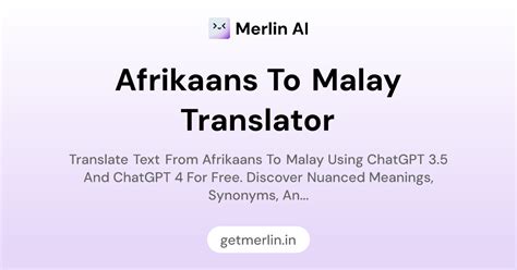 Afrikaans to Malay Translator