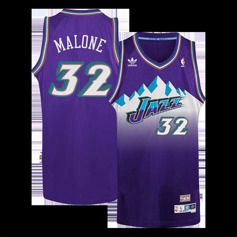 Men's Utah Jazz Karl Malone #32 Purple Hardwood Classics Swingman ...