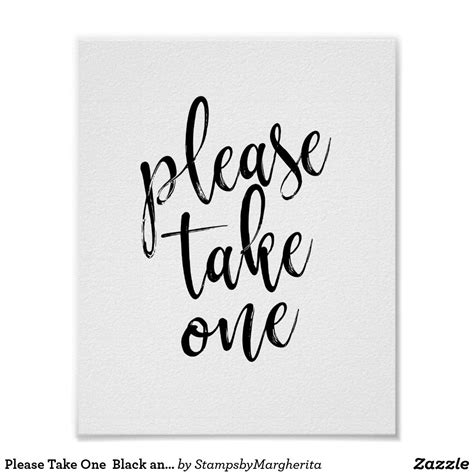 Please Take One Black and White 8x10 Wedding Sign | Zazzle | 8x10 wedding sign, Wedding signs ...