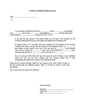 Tennessee Notice Of Dishonored Check - Civil - Keywords: Bad Check ...