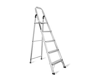 Bansidhar Foldable 5 Step Heavy Duty Aluminium Ladder (Silver & Black ...