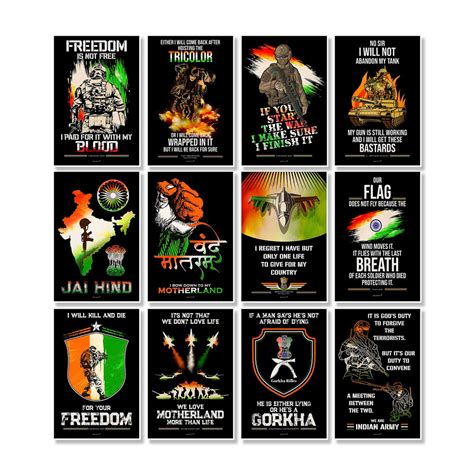 Complete set of 12 Indian Army Posters, Patriotic Poster, Armed Forces ...