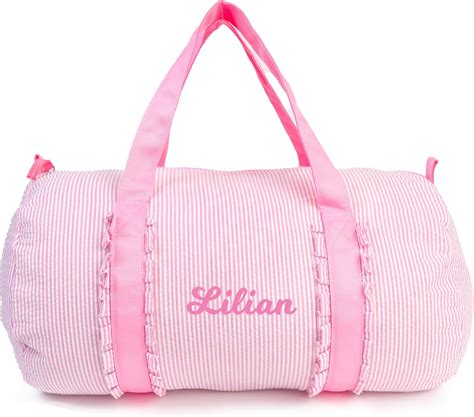 Amazon.com | MTIANG Girl Personalized Seersucker Overnight Duffle Bag ...