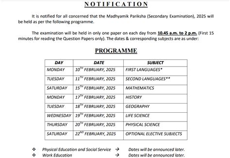 WB Madhyamik Routine 2025: Check WBBSE Madhyamik Exam Dates